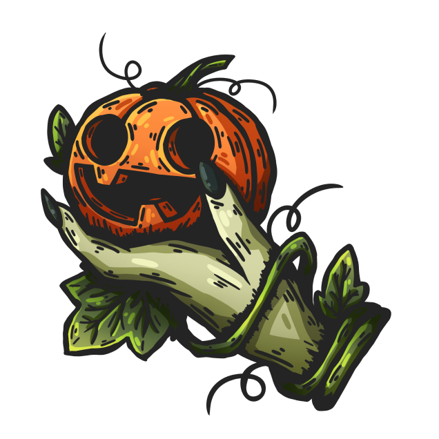 Pumpkin in zombies hand